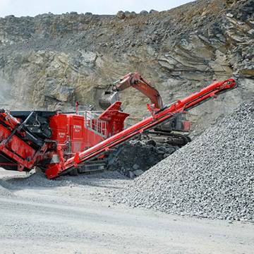 The mining screen is installed on the crusher for aggregate processing.